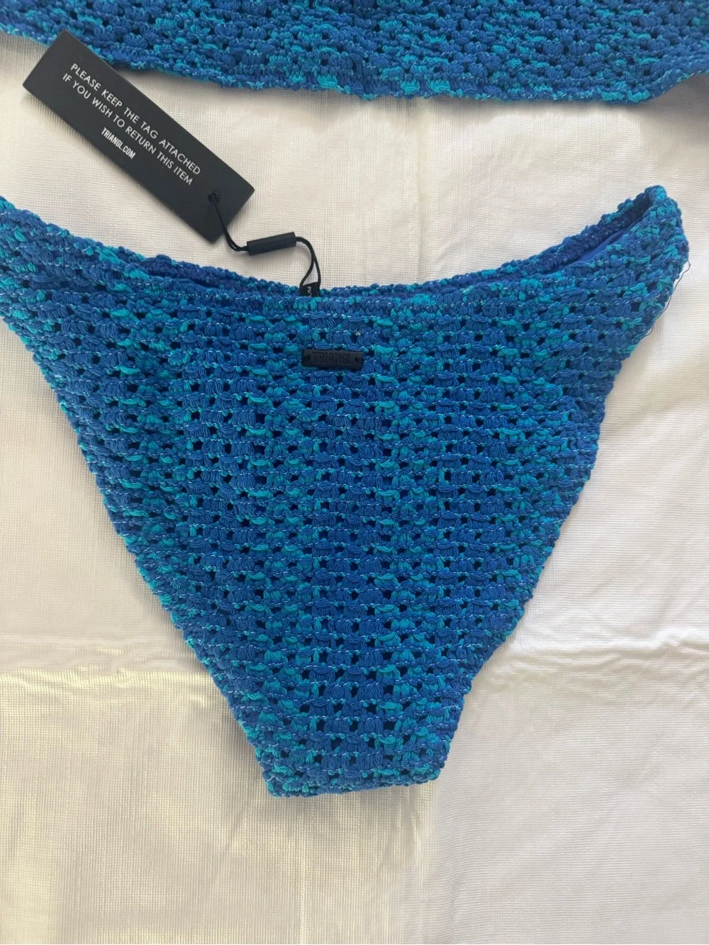 triangl swimwear Blue Crochet Bikini Bottom